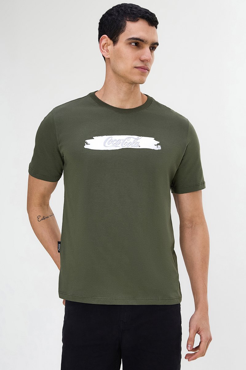 Camiseta Verde Masculina Estampa Coca-Cola Foil - Descubra!