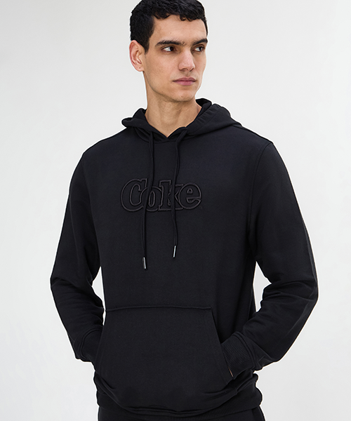 1 moletom com capuz preto bordado coke 21329 998