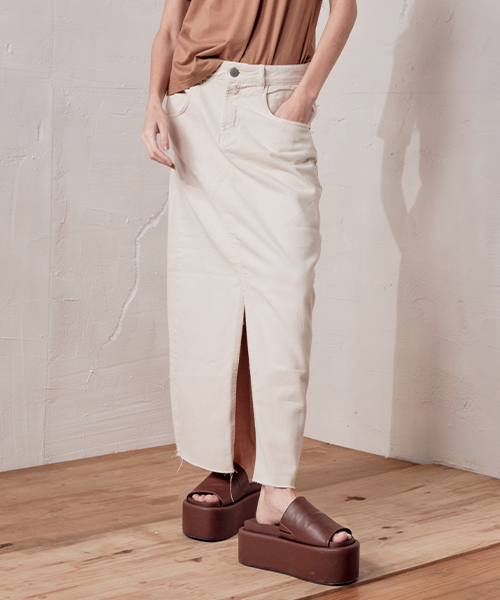 saia super midi jeans off white 21750