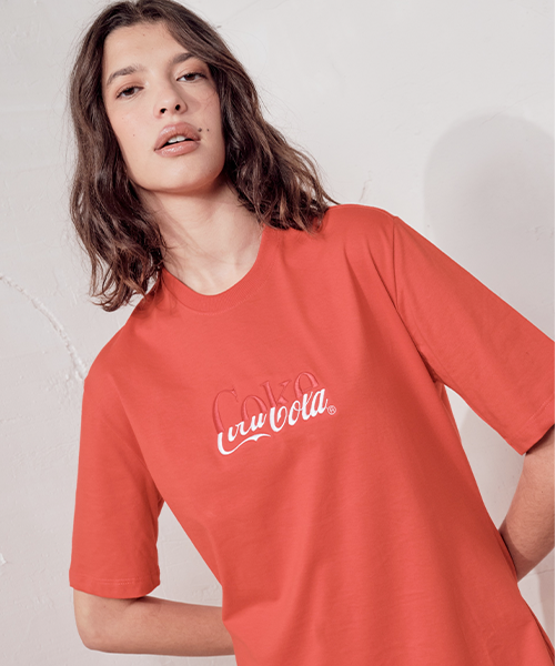vestido t shirt coca cola vermelho 21800