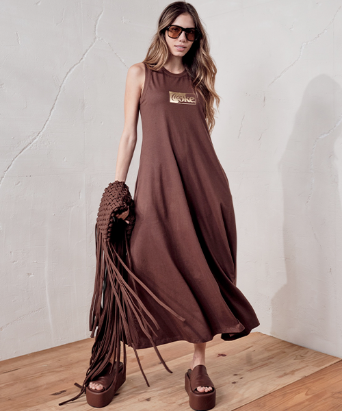 vestido super midi sem manga coca cola 21803