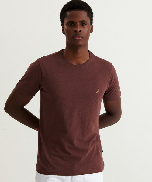 camiseta basica marrom nautica 12 2 02 0004 0182r