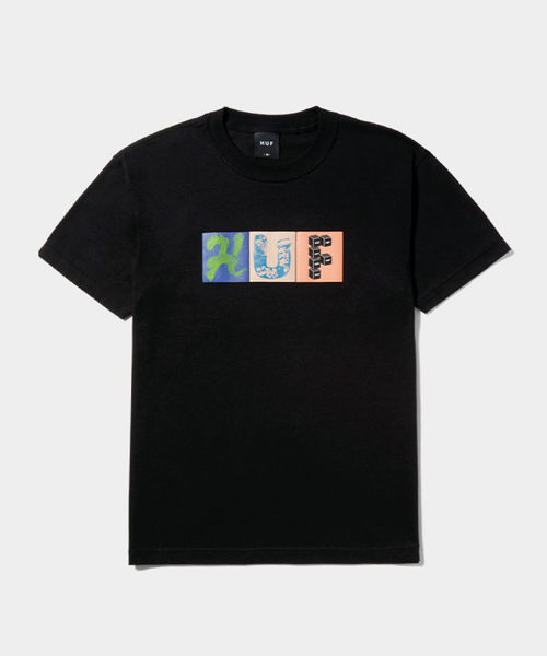camiseta preta huf TS02019 THREEMIX SS TEE