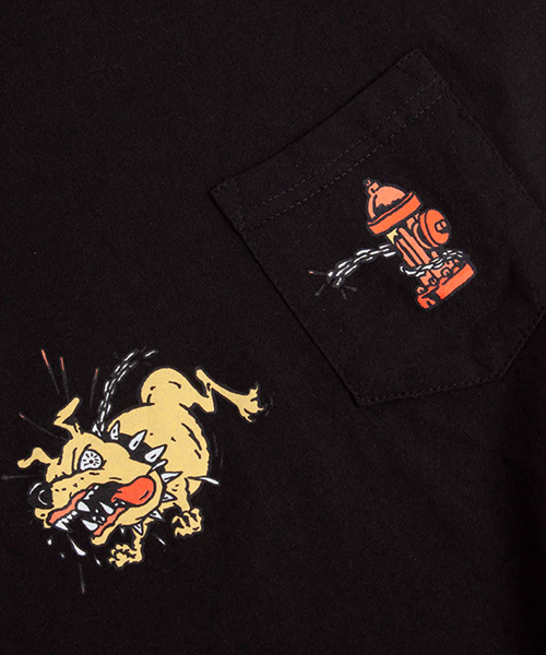 camiseta preta huf TS02010 JUNKYARD DOG SS POCKET TEE