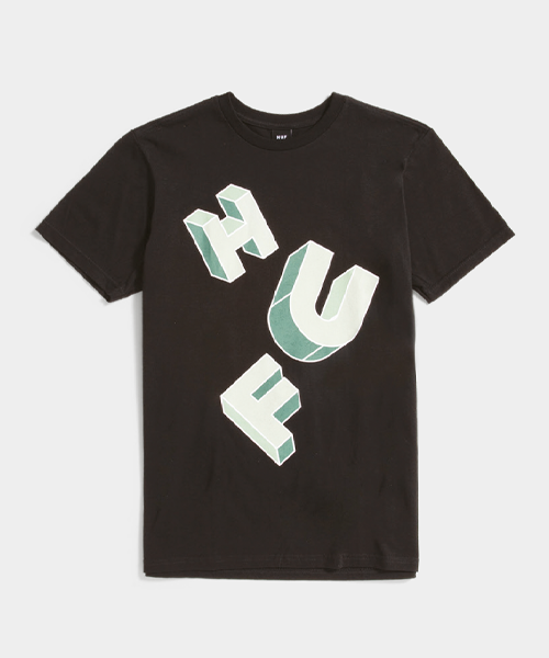 camiseta preta huf TS01949 ABECEDARIAN SS TEE