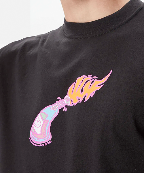 camiseta preta huf TS01947 FIRE STARTERS S S TEE