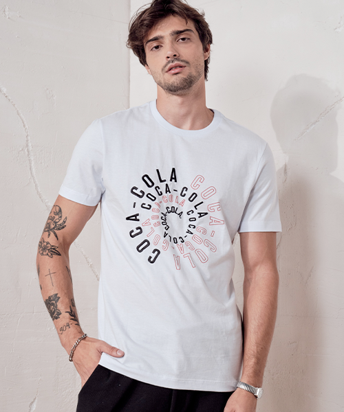 camiseta coca cola bordado branca 21652