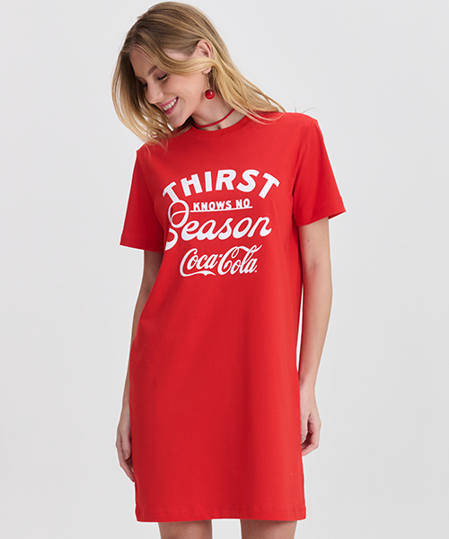 vestido tshirt coca cola season vermelho 130001