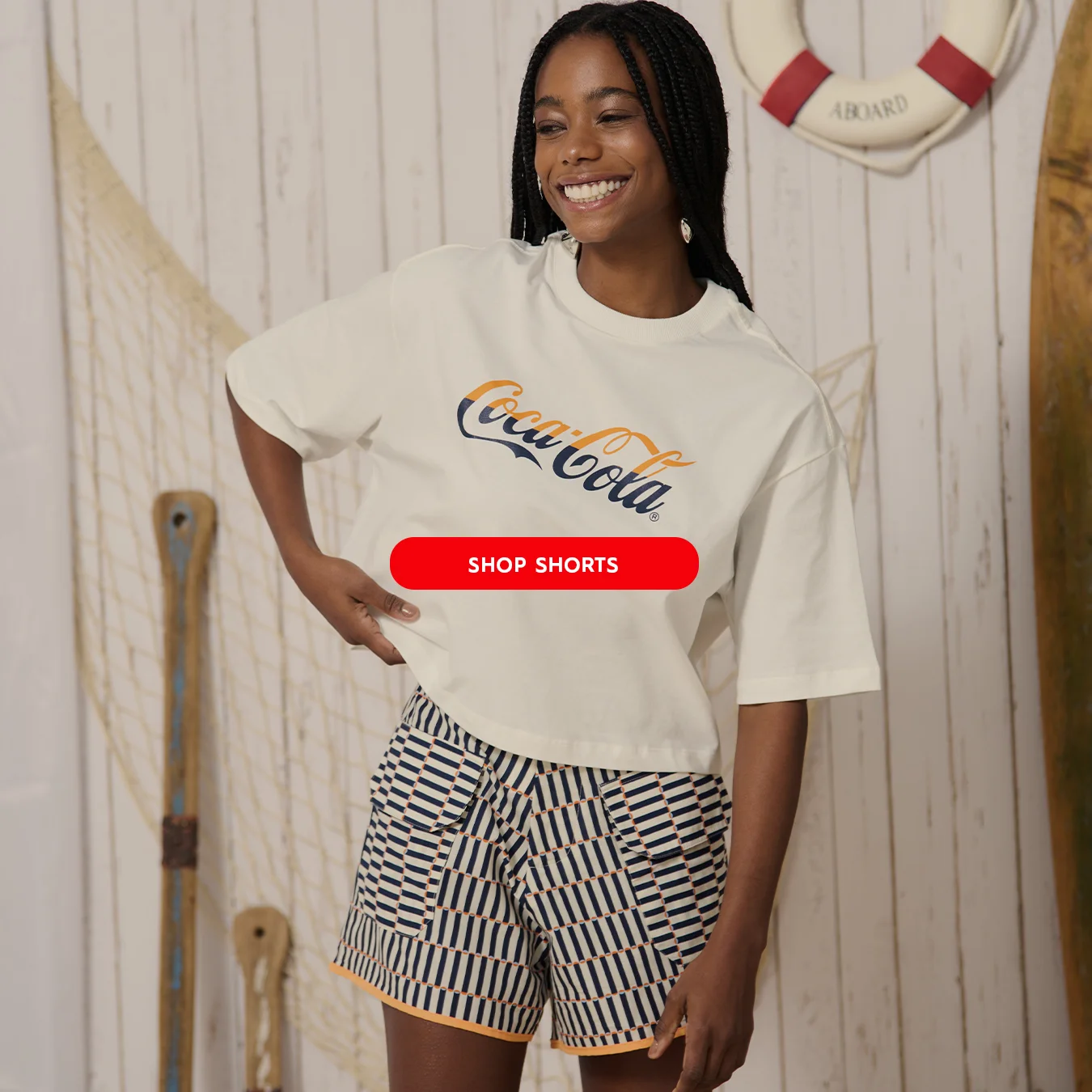 verao lancamento shorts feminino coca cola