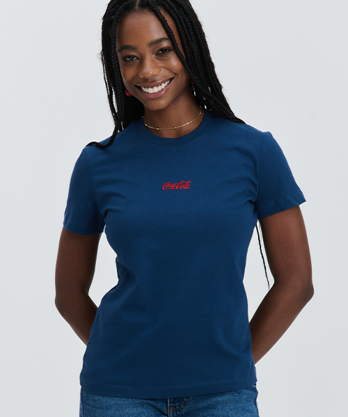 camiseta feminina coca cola marinho 200037