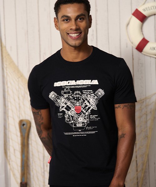 camiseta preta motor coca cola 240026