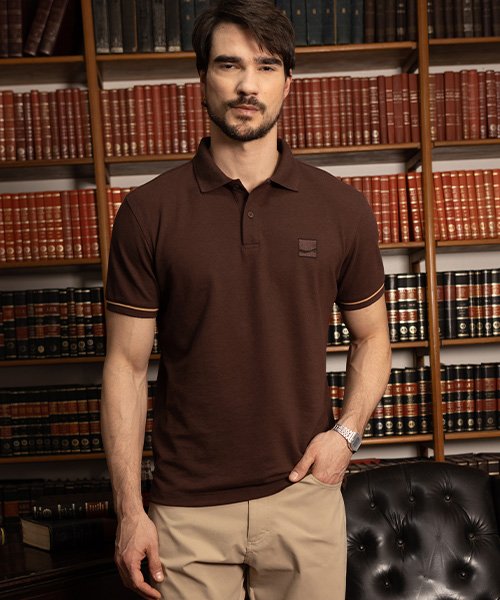 polo marrom masculina coca cola drd 170013